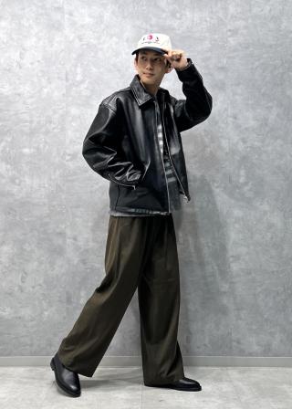 ガンちゃん　ラムレザージャケット　ジップアップブルゾン ガンちゃん ラムレザージャケット ジップアップブルゾン ガン