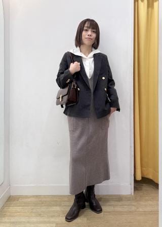 ウールライクストレッチジャケットベージュ 洗える】ウールライクカルゼ ノーカラー ジャケット / 23区