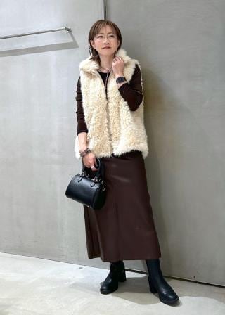 le cercle par rope フード付きキルティングファーベスト 美品 LE CERCLE par ropé(ル セルクル パー ロペ) / ロングミックス