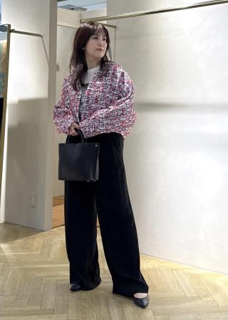 高級 マリアケント ノーカラー ツイードジャケット 韓国 OBZEE Mサイズ ROPÉ(ロペ) / MALHIA-KENT(マリアケント) ツイードVネック