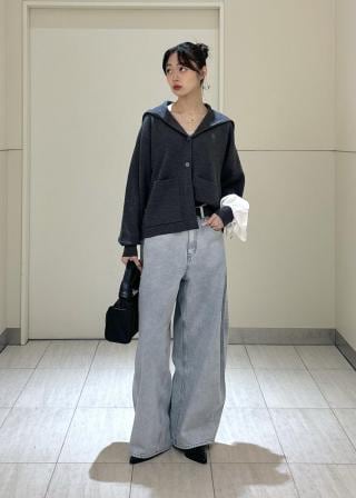 りえ　ソイネショップ WEB限定】編み地切り替えショートカーディガン / tampo / ADAM